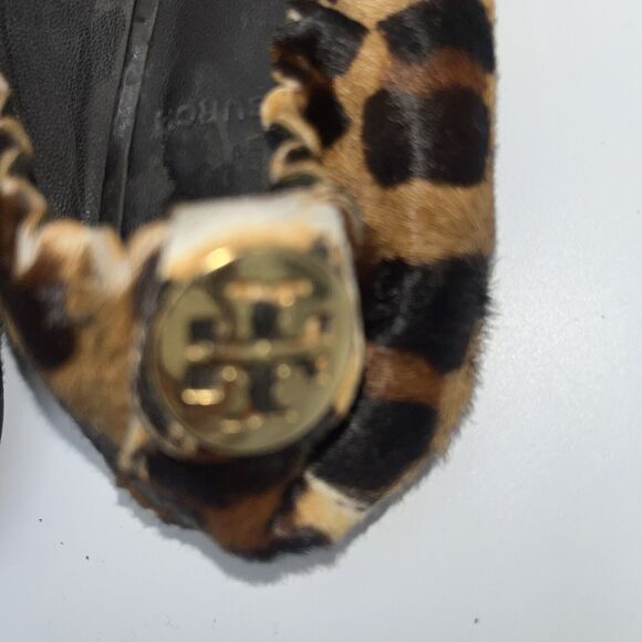 5.5 Tory Burch Reva Printed Calf Hair Leopard Tassel Ballet Flats - Picture 10 of 12